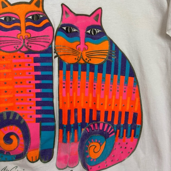 Salsa Caliente Rainbow Cat Cousins Tee‎ Shirt Cover Up Size M Vintage Cozumel - Picture 13 of 17